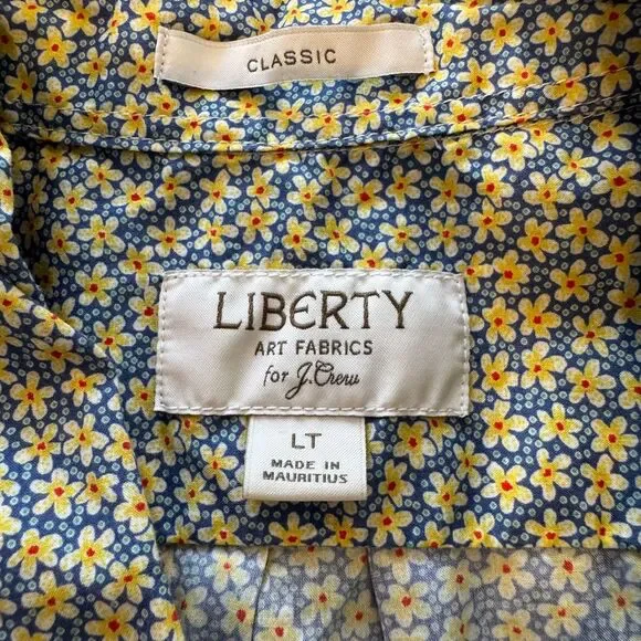 LIBERTY ARTS FABRICS J. CREW Mens Short Sleeve Button Up Shirt LT LG TALL Floral - Picture 2 of 8